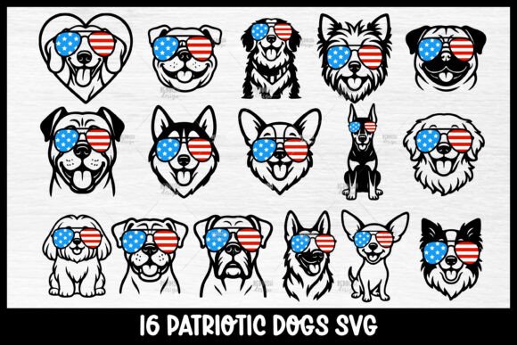 16 Patriotic Dog with American Flag