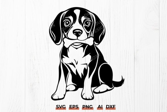 Beagle Puppy with Bone Design Review for Embroidery