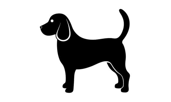 Black Beagle Dog Silhouette on White Svg
