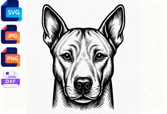 Black Dog Face Line Art SVG Review