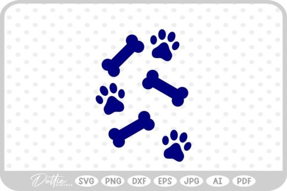 Dog Bones Paw Prints SVG PNG DXF