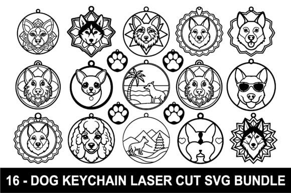 Dog Keychain Laser Cut SVG Bundle