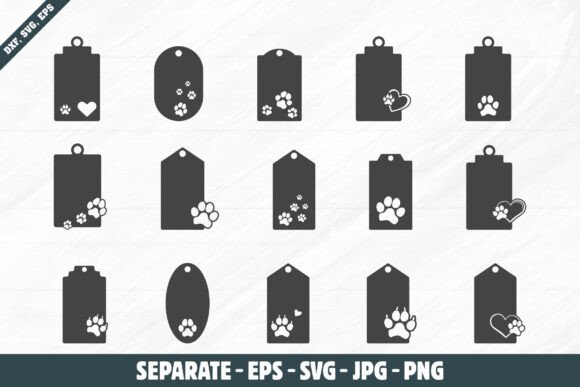 Dog Paw Gift Tag Svg, Animal Tag Svg