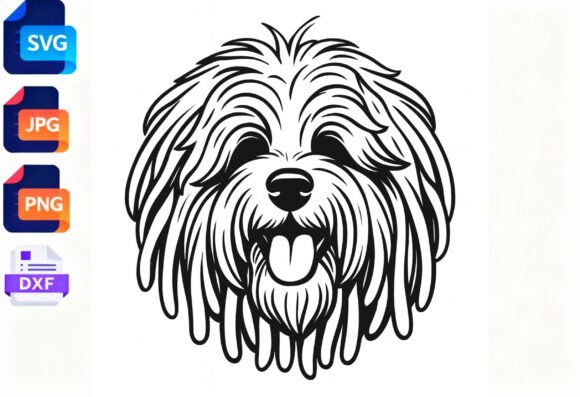Fluffy Dog Face Line Art SVG – Real Talk for Embroidery Pros