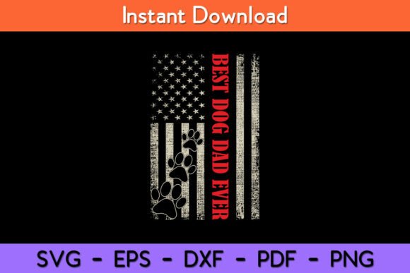 Funny Dad Fathers Day Dog Dad USA Flag