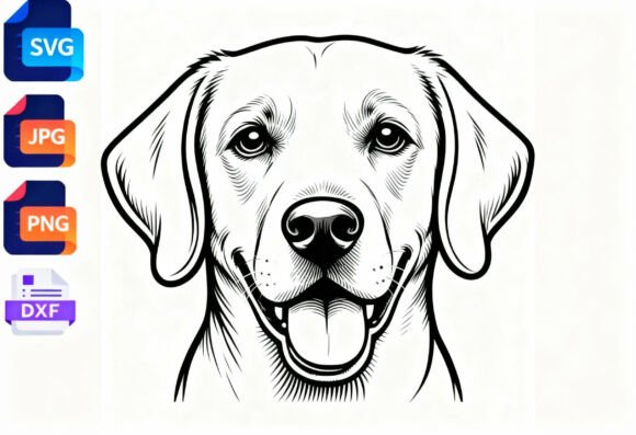 Labrador Retriever Dog Face Line Art SVG