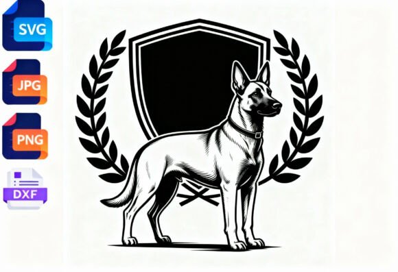 Malinois Dog Shield Laurel Wreath SVG Review