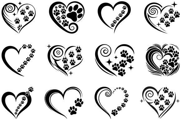 Paw Heart Svg, Heart with Dog Paw Bundle