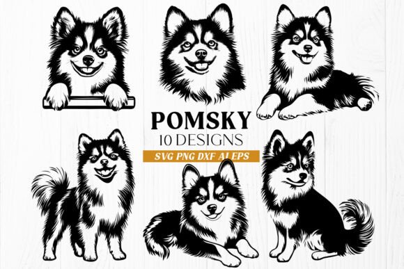 Pomsky SVG Bundle: 10 Dog Clipart for Embroidery Projects