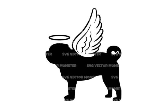 Pug Dog Angel Wings Halo Svg Png