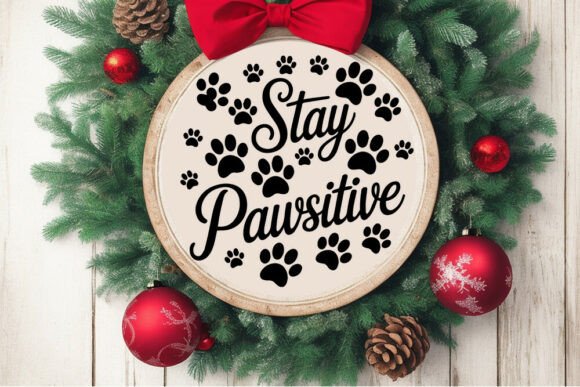 Stay Pawsitive SVG Retro Christmas Dog