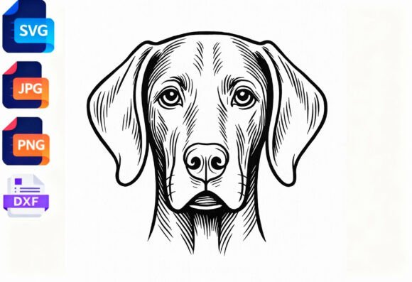 Vizsla Dog Portrait Line Art SVG